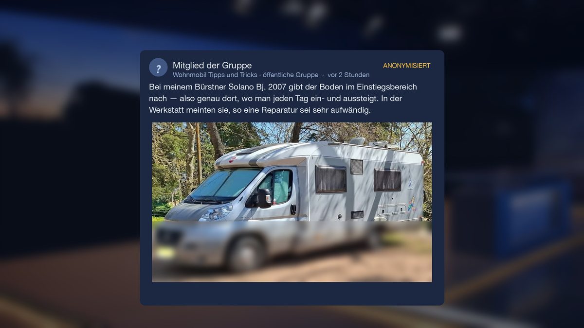 Beitrag aus der Gruppe Wohnmobil Tipps und Tricks: Bei einem Bürstner Grasso B von 2007 gibt der Boden im Einstiegsbereich nach.