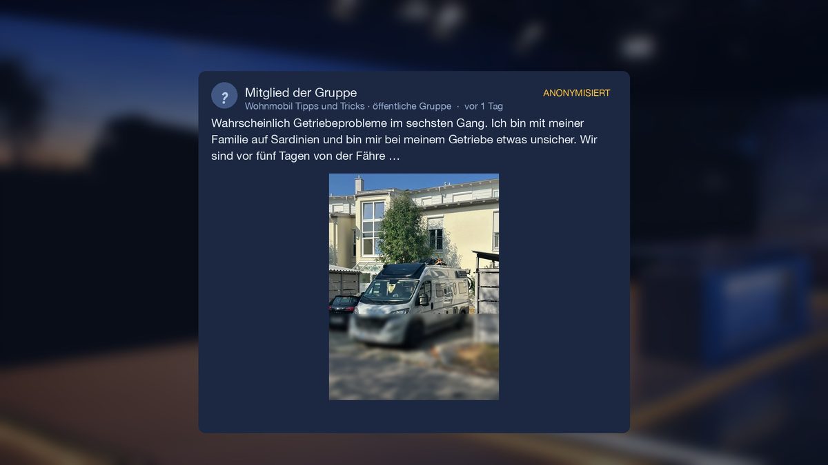 Beitrag: Getriebeprobleme im sechsten Gang, die Familie steht seit fünf Tagen auf Sardinien.