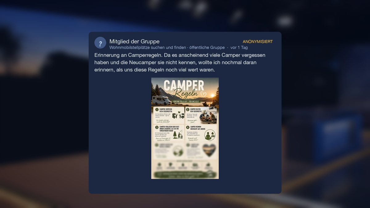 Beitrag: Ein geteiltes Bild erinnert an die alten Camperregeln.