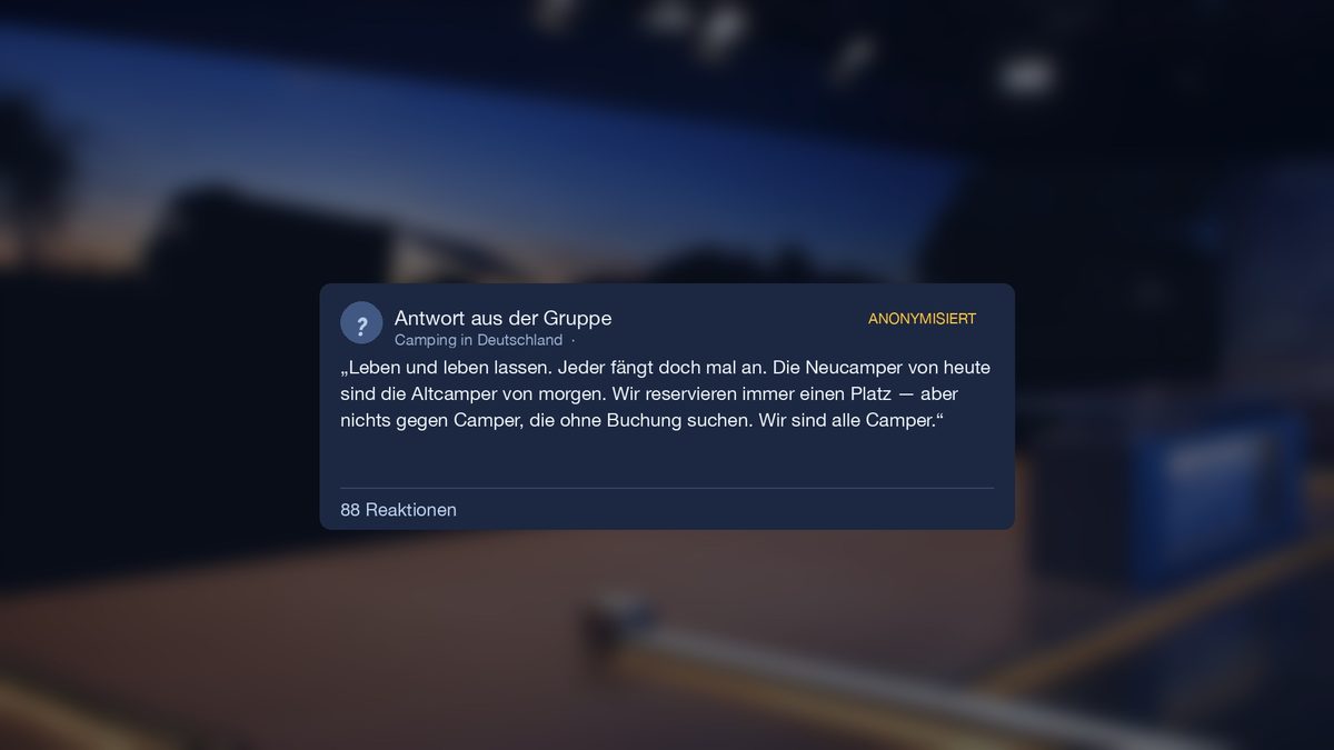 Antwort aus der Gruppe mit 88 Reaktionen: Leben und leben lassen, wir sind alle Camper