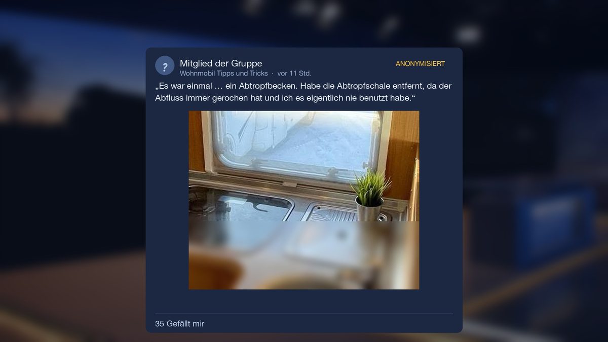 Anonymisierter Beitrag mit Foto: die Spüle vorher, mit Abtropfbecken