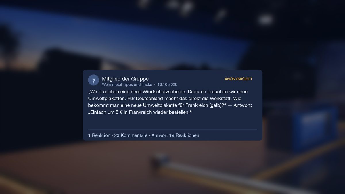 Anonymisierter Beitrag: neue Windschutzscheibe, wie bekommt man die französische Umweltplakette neu – Antwort mit 19 Reaktionen: für 5 Euro neu bestellen