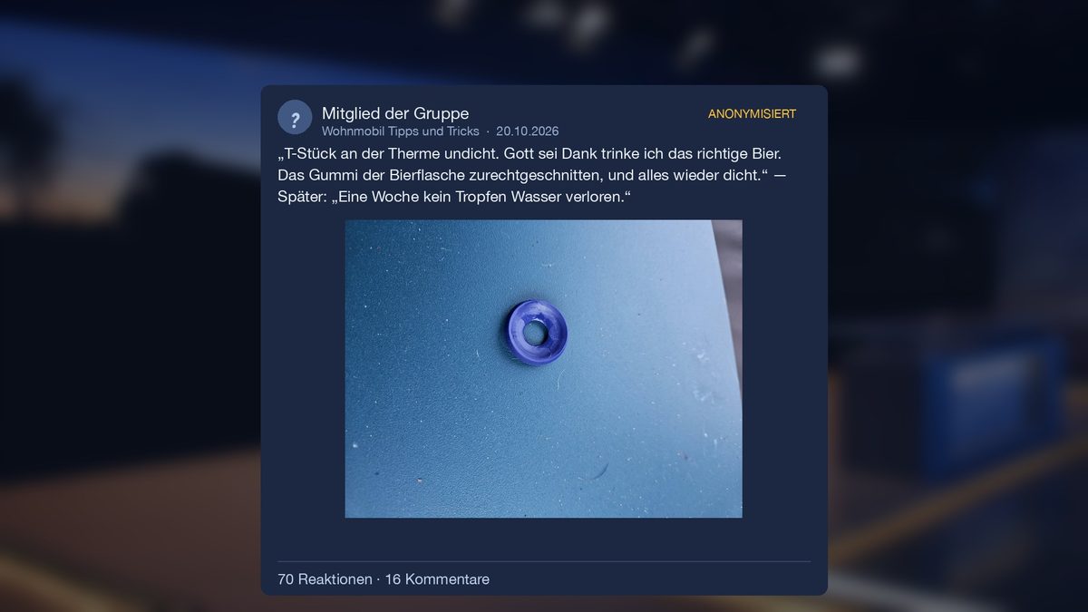 Anonymisierter Beitrag mit Foto eines zurechtgeschnittenen Gummirings aus einem Bügelverschluss – 70 Reaktionen, 16 Kommentare